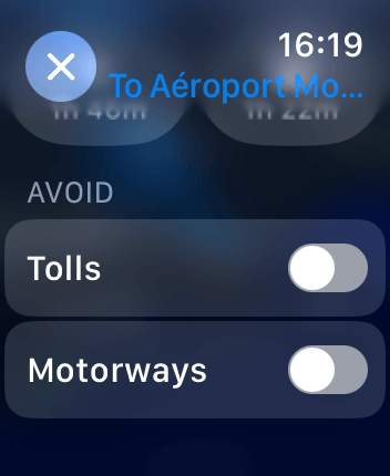 WatchOS user interface for the Apple Maps application