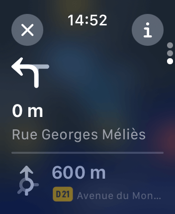 WatchOS user interface for the Apple Maps application