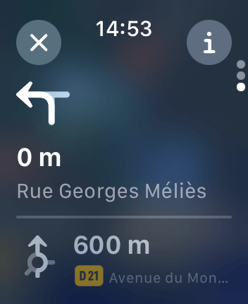 WatchOS user interface for the Apple Maps application