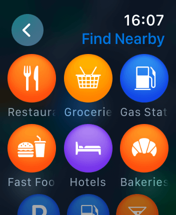 WatchOS user interface for the Apple Maps application