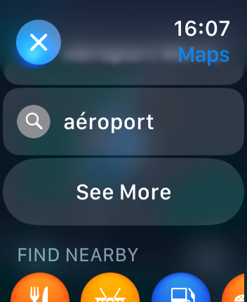 WatchOS user interface for the Apple Maps application