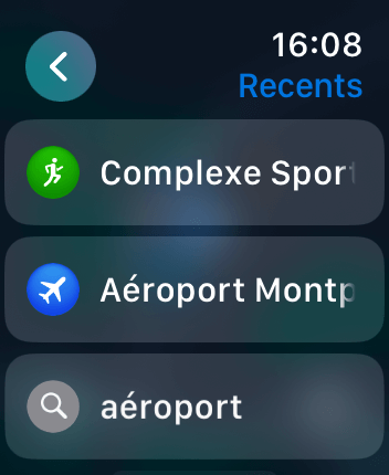 WatchOS user interface for the Apple Maps application