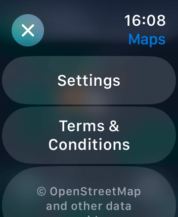 WatchOS user interface for the Apple Maps application