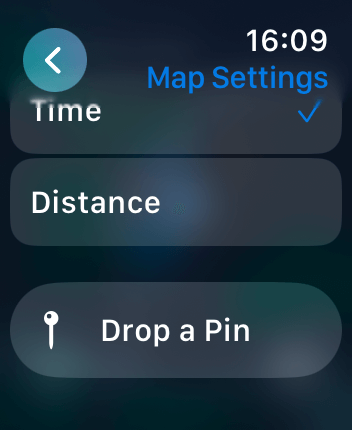 WatchOS user interface for the Apple Maps application