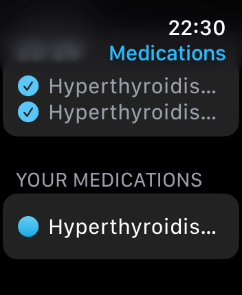 WatchOS user interface for the Apple Medications application