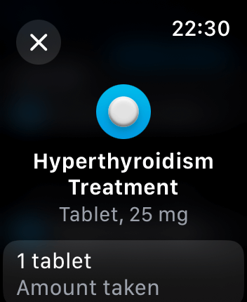 WatchOS user interface for the Apple Medications application
