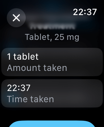 WatchOS user interface for the Apple Medications application