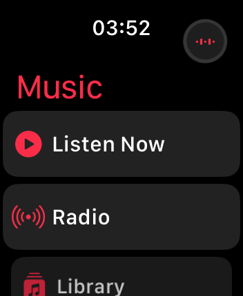 WatchOS user interface for the Apple Music application