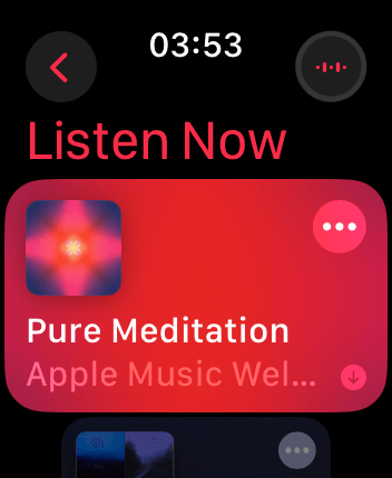 WatchOS user interface for the Apple Music application