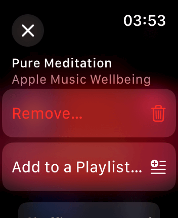 WatchOS user interface for the Apple Music application