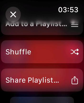 WatchOS user interface for the Apple Music application