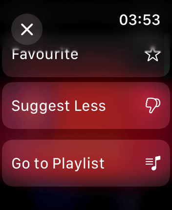 WatchOS user interface for the Apple Music application
