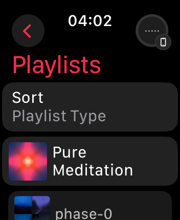 WatchOS user interface for the Apple Music application
