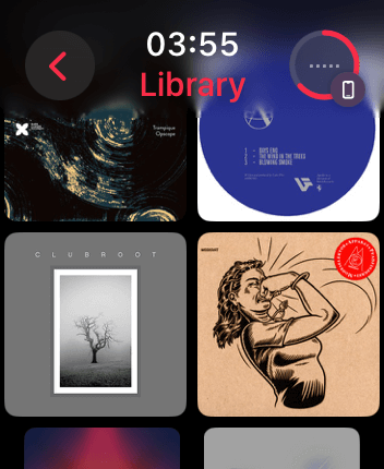 WatchOS user interface for the Apple Music application