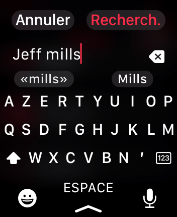 WatchOS user interface for the Apple Music application
