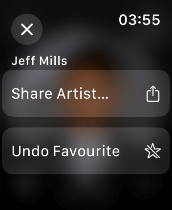 WatchOS user interface for the Apple Music application