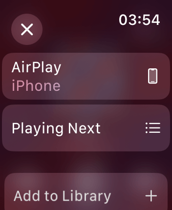 WatchOS user interface for the Apple Music application