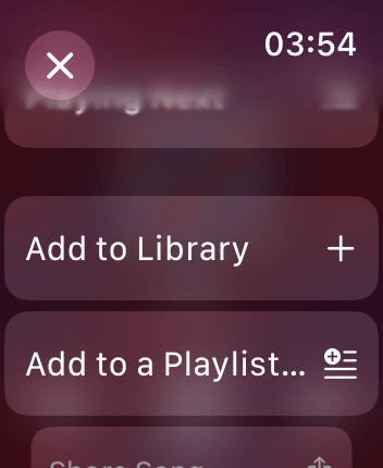 WatchOS user interface for the Apple Music application