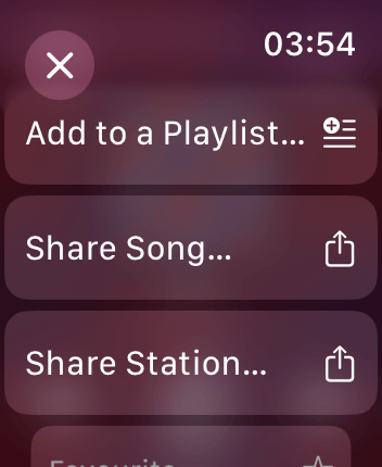 WatchOS user interface for the Apple Music application