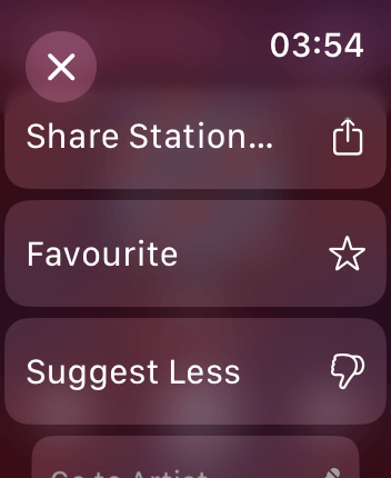 WatchOS user interface for the Apple Music application