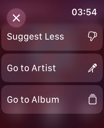 WatchOS user interface for the Apple Music application