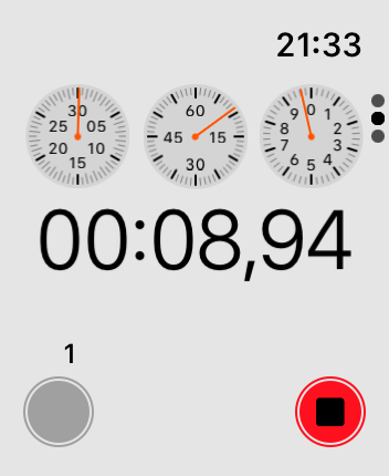 WatchOS user interface for the Apple Stopwatch application