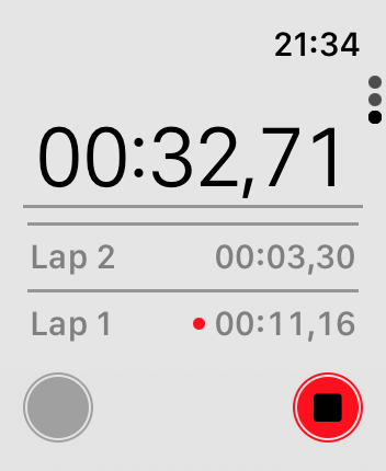 WatchOS user interface for the Apple Stopwatch application