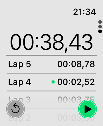 WatchOS user interface for the Apple Stopwatch application