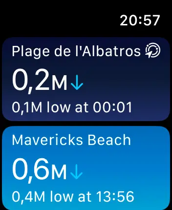 WatchOS user interface for the Apple Tides application