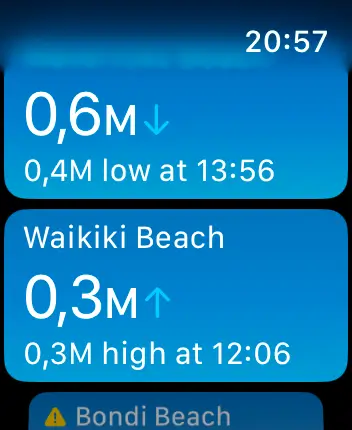 WatchOS user interface for the Apple Tides application