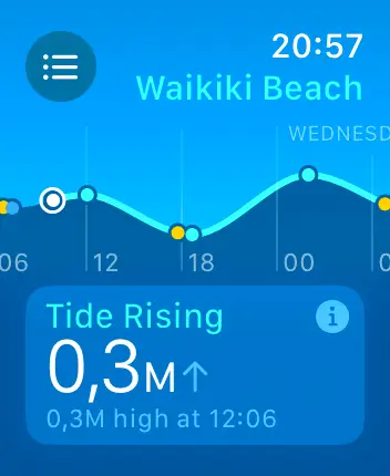 WatchOS user interface for the Apple Tides application