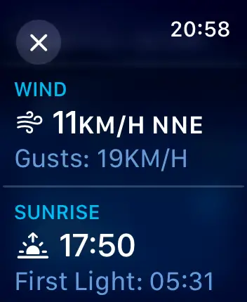 WatchOS user interface for the Apple Tides application