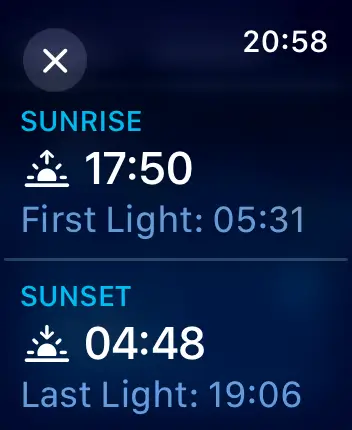 WatchOS user interface for the Apple Tides application