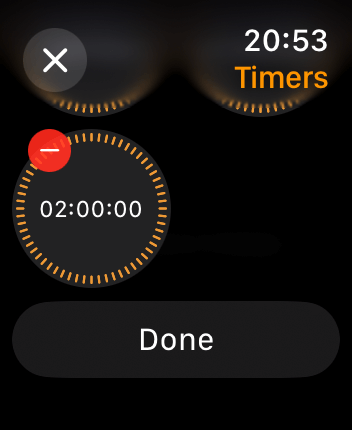 WatchOS user interface for the Apple Timers application