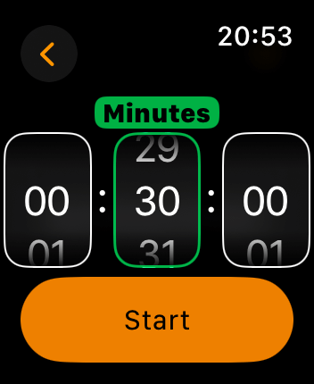 WatchOS user interface for the Apple Timers application