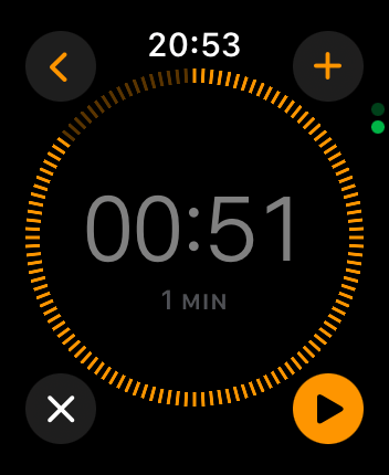 WatchOS user interface for the Apple Timers application
