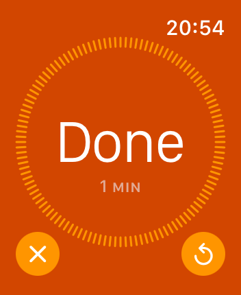 WatchOS user interface for the Apple Timers application