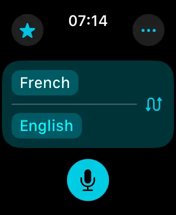 WatchOS user interface for the Apple Translate application