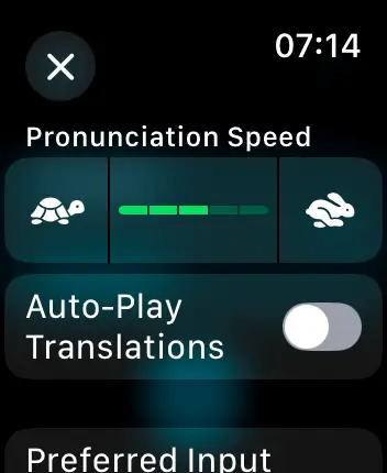 WatchOS user interface for the Apple Translate application