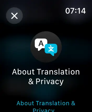 WatchOS user interface for the Apple Translate application