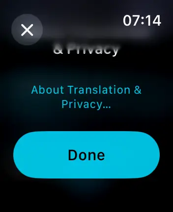 WatchOS user interface for the Apple Translate application