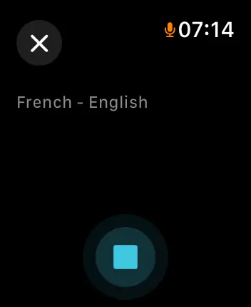 WatchOS user interface for the Apple Translate application
