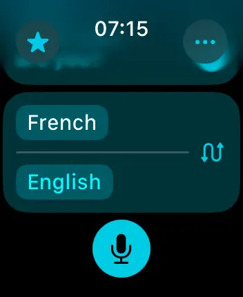 WatchOS user interface for the Apple Translate application