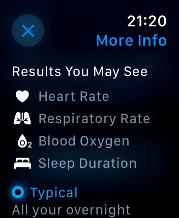 WatchOS user interface for the Apple Vitals application