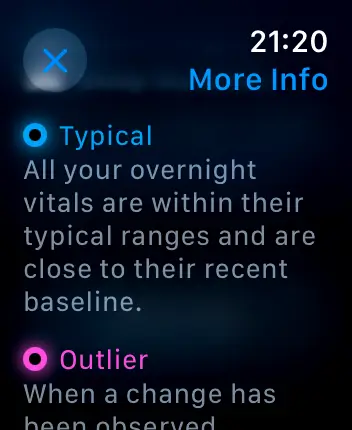 WatchOS user interface for the Apple Vitals application