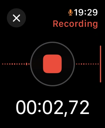 WatchOS user interface for the Apple Voice Memos application
