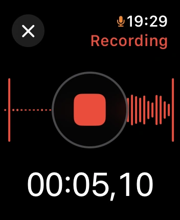 WatchOS user interface for the Apple Voice Memos application