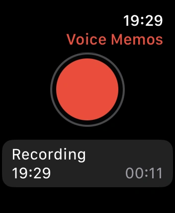 WatchOS user interface for the Apple Voice Memos application