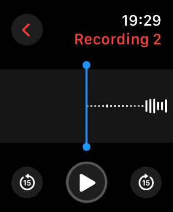 WatchOS user interface for the Apple Voice Memos application