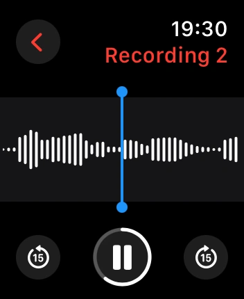 WatchOS user interface for the Apple Voice Memos application